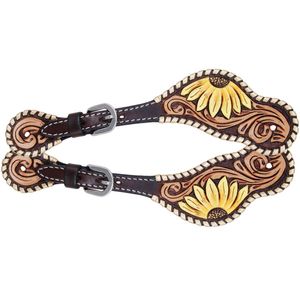 Rafter T Hand Painted Sunflower Ladies Spur Straps