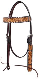 Rafter-T-Tooled-Sunflower-w--Buckstitch-Browband-Headstall