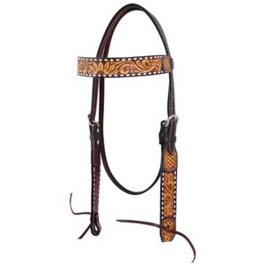 Rafter T Tooled Sunflower w/ Buckstitch Browband Headstall