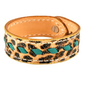 Buckstitch Bracelet, Cheetah & Turquoise