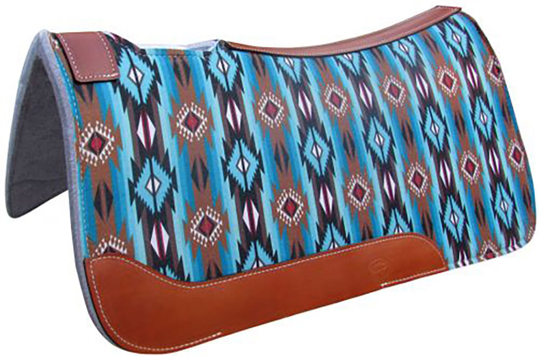 Showman 34 x 36 Brown, Turquoise And Tan Memory Felt Bottom Saddle Pad:  Chicks Discount Saddlery