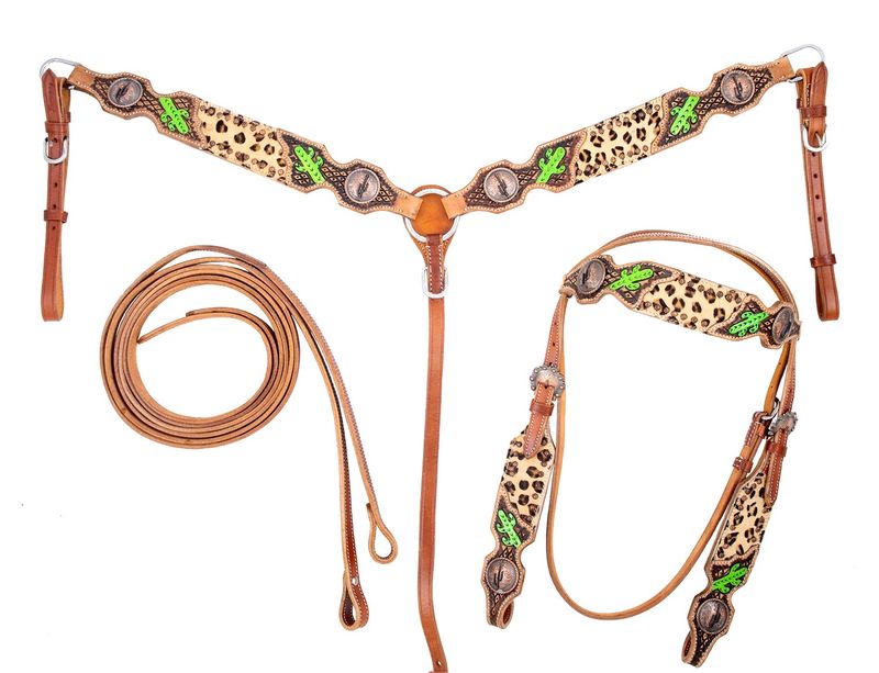 Showman Cactus & Cheetah Tack Set Jeffers