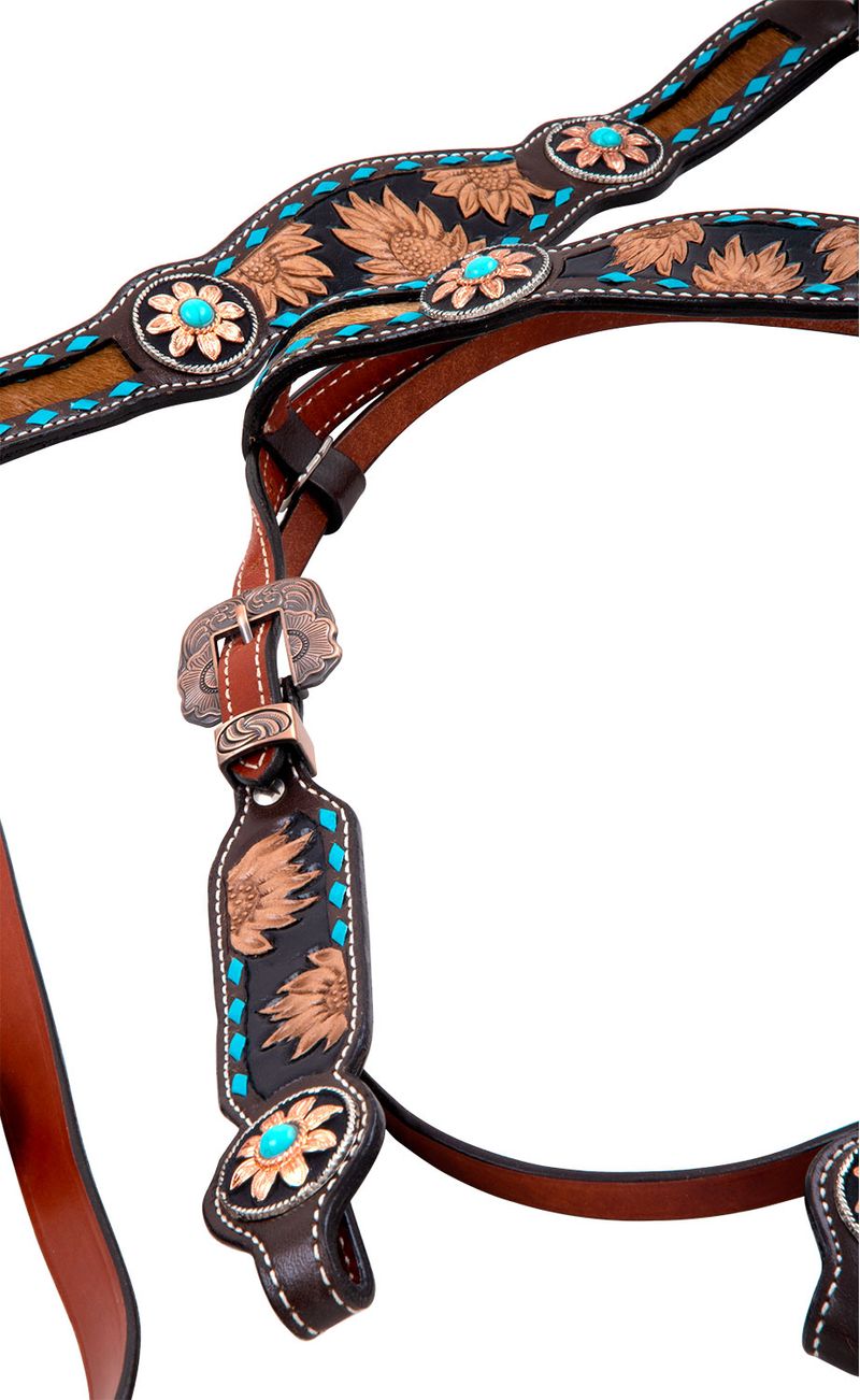 Pony Size Sunflower Print Headstall and Breast Collar Set