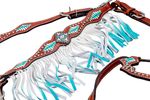 Showman-Turquoise---White-Leather-Laced-Tack-Set