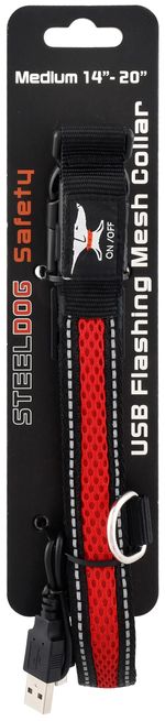 USB-Rechargeable-LED-Dog-Collar-Red-Black