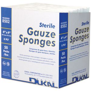 Sterile 8 ply 4" x 4" Gauze Sponges, box of 50