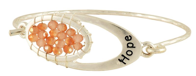 -Hope--Bracelet-in-Silver-tone-with-Light-Peach-Beads