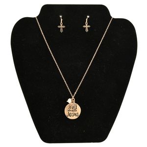 Worn Gold-Tone "Y'all Need Jesus" Necklace & Earring Set