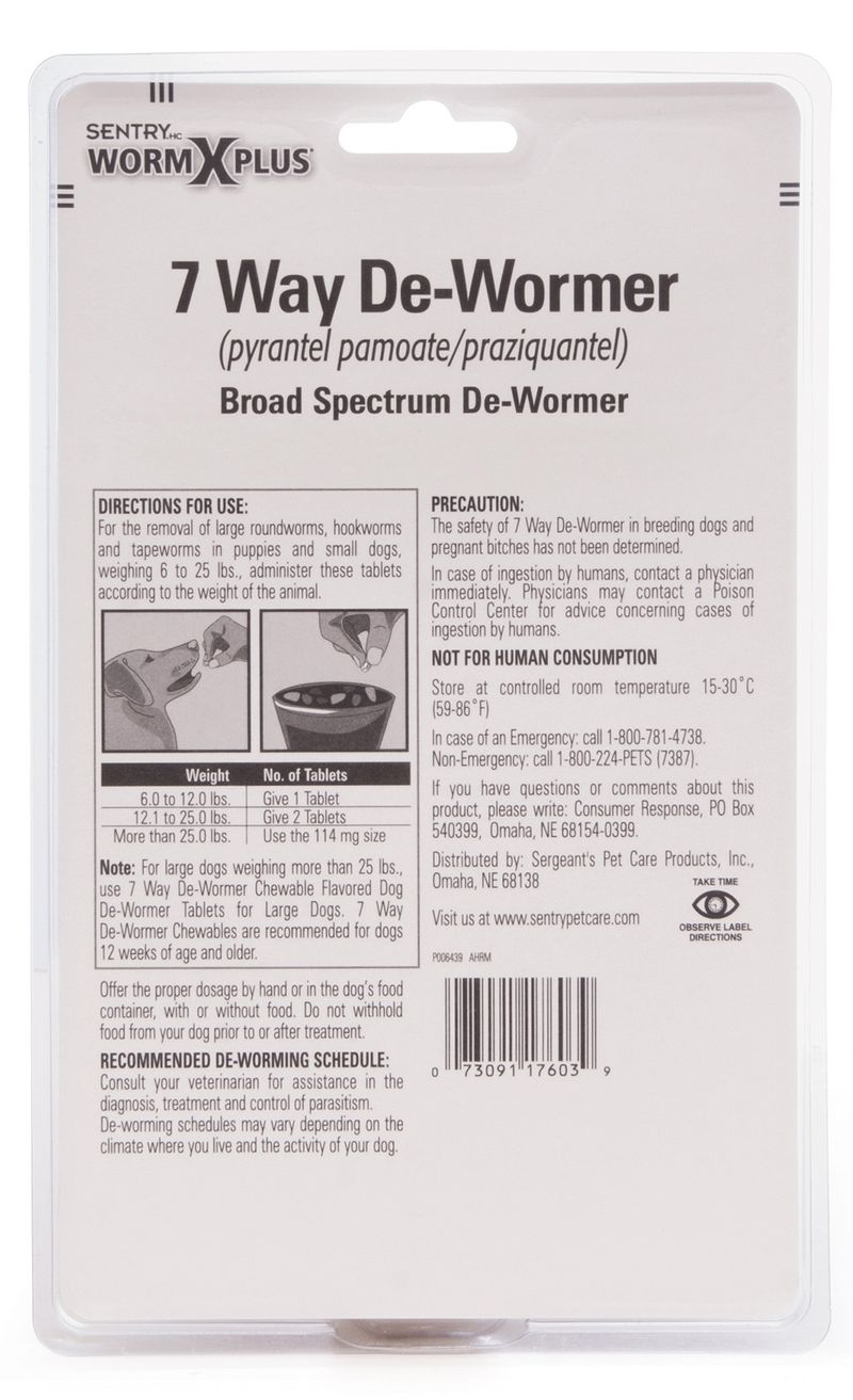  SENTRY Worm X Plus 7 Way DeWormer Large Dogs (6 count) Package  may vary : Everything Else