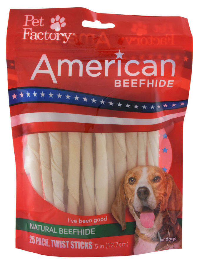 American Beefhide 5" Natural Dog Treats Twist Sticks Jeffers