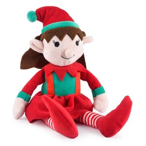 Plush Christmas Elf Dog Toy With Squeaker