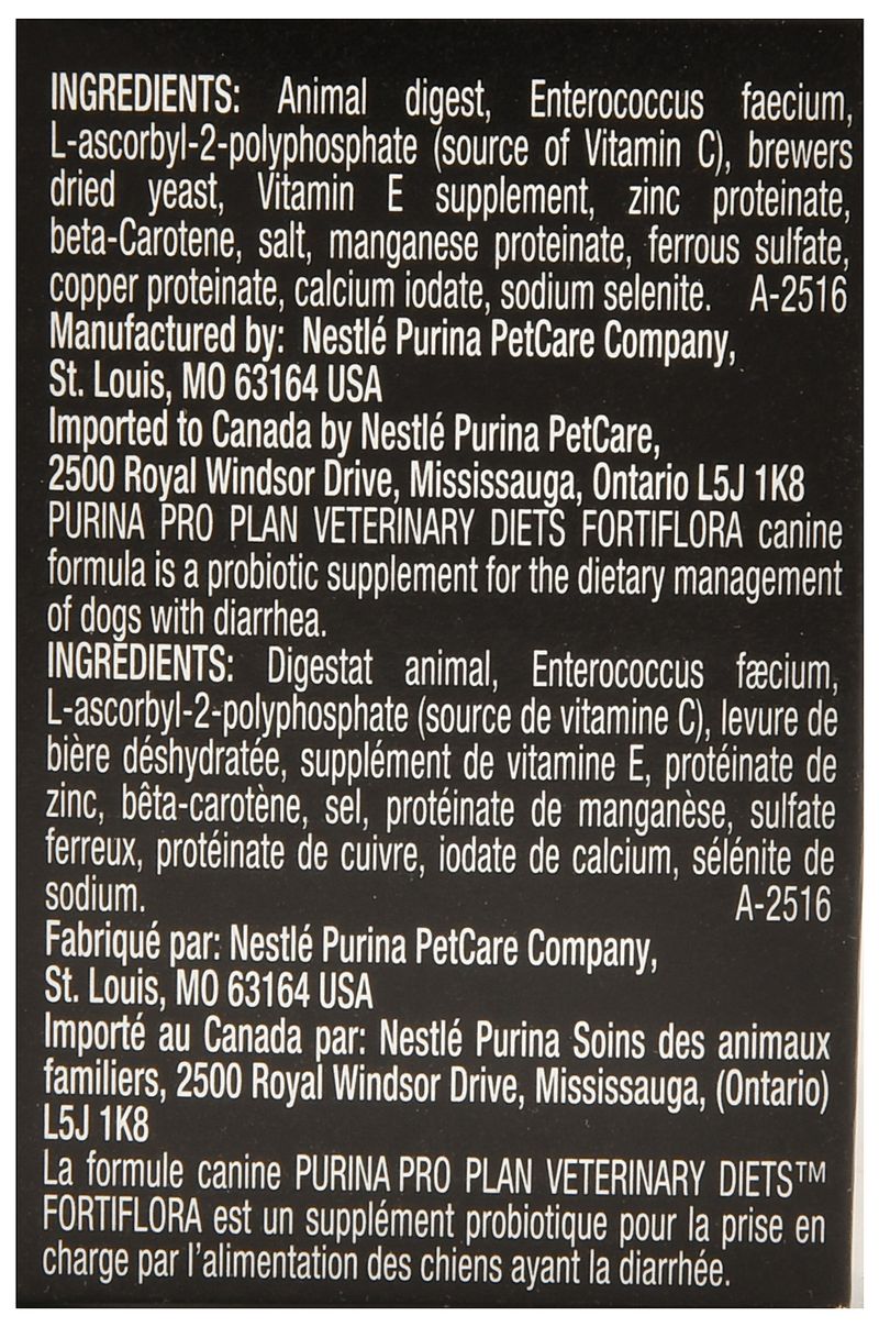 Fortiflora ingredients 2025 for dogs