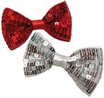 2-pk-XS-S-Sequin-Bow-Tie-Red-Silver