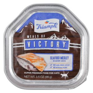 Triumph Meals of Victory Seafood Medley in Savory Juices Cat Food