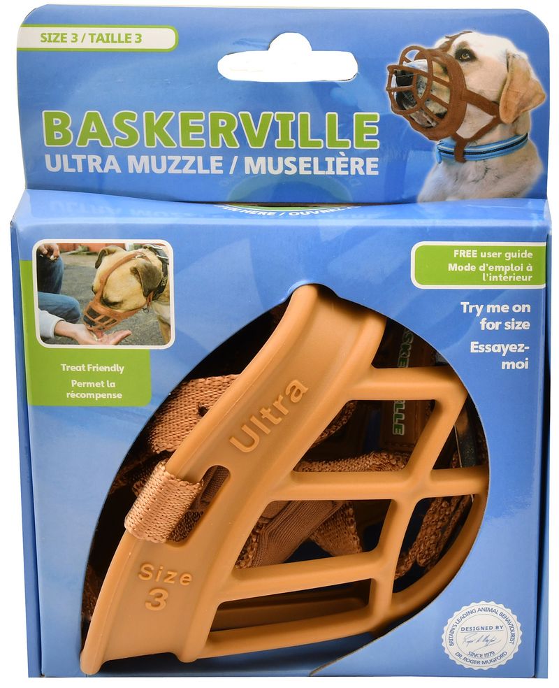 Baskerville dog store muzzle size guide