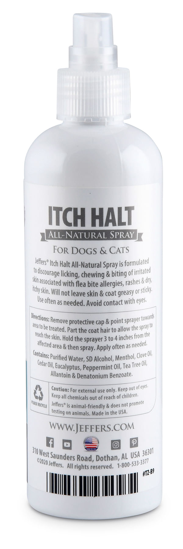 Jeffers Itch Halt Spray for Dogs and Cats Jeffers