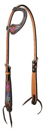 Turquoise-Cross-Twisted-Feather-Sliding-Ear-Headstall