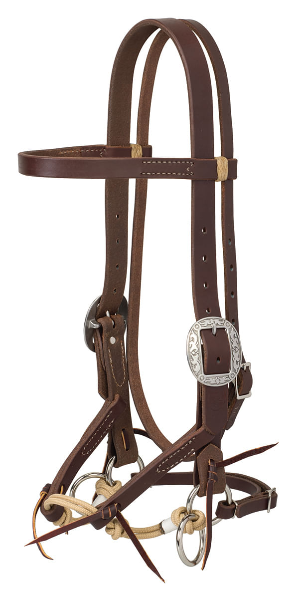 Justin-Dunn-Bitless-Bridle-Oiled-Harness