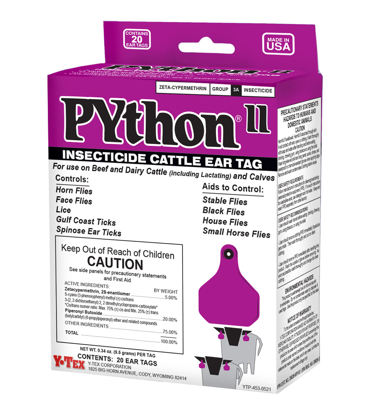 Python II Insecticide Cattle Ear Tags - Jeffers