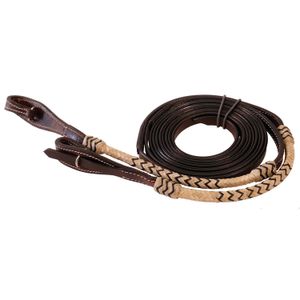 Braided Rawhide Split Reins, 8', Dark Oil