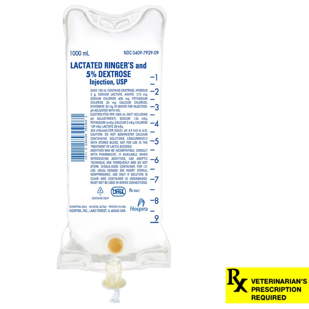 Rx Lactated Ringer's Inj 5% Dextrose, 1000ml - Jeffers