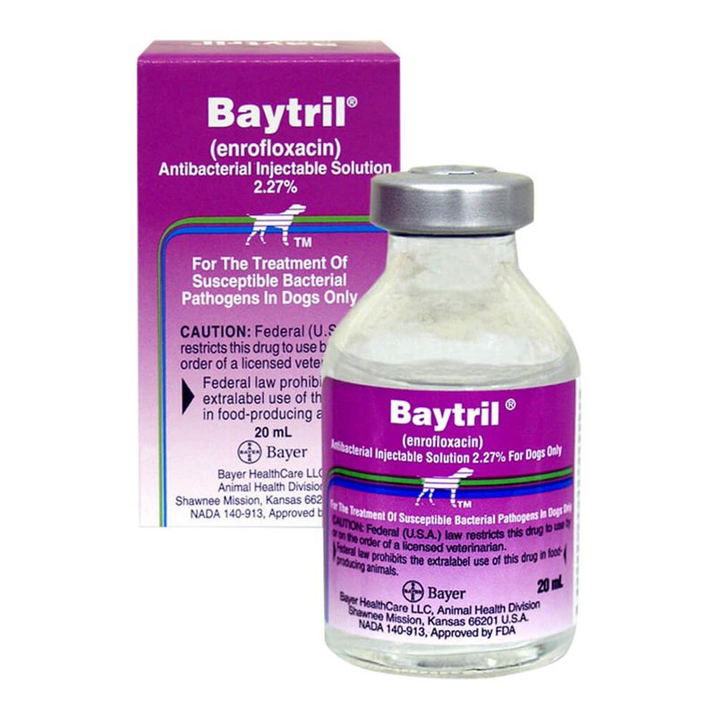 Baytril for Dogs Injectable (enrofloxacin) Antibacterial Injection Solution 2.27 Jeffers