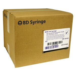 Rx BD Syringe w/Needle, 3cc LS with 22g x 3/4, 100 ct