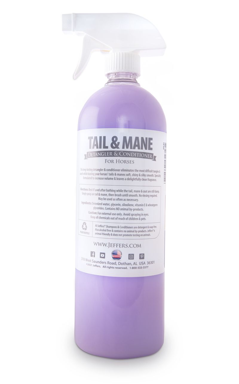Jeffers Tail & Mane Detangler & Conditioner for horses Jeffers