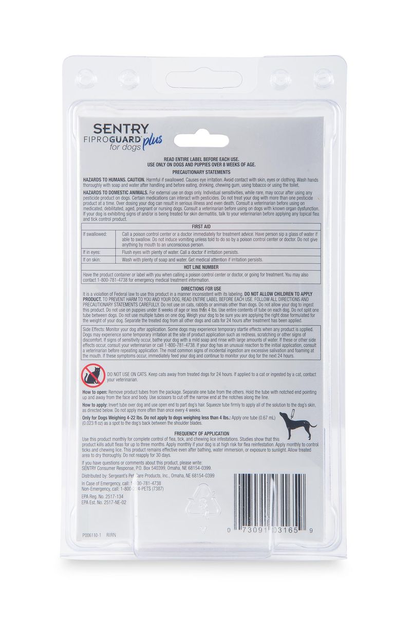 Sentry best sale fiproguard plus