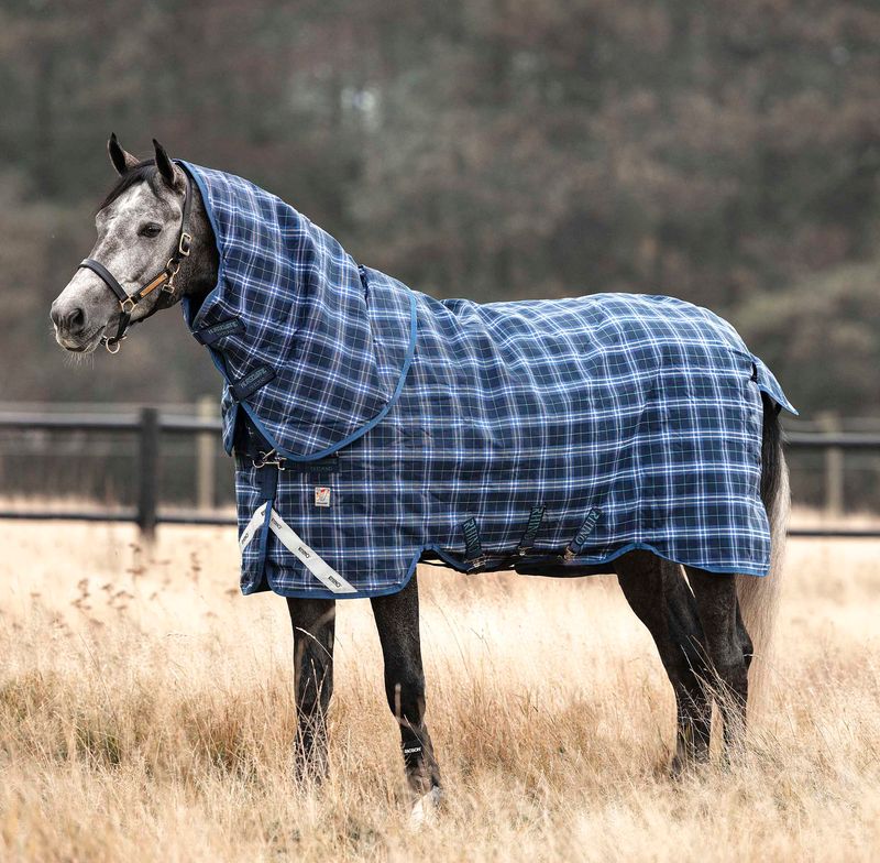 Rhino Plus with VariLayer Turnout Blanket, Heavy Wt, Navy Check/Indigo