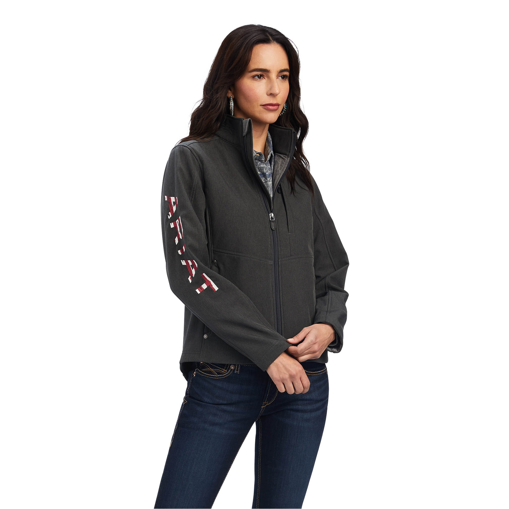 Ariat Women's Team Patriot Softshell Jacket, Heather Charcoal Jeffers