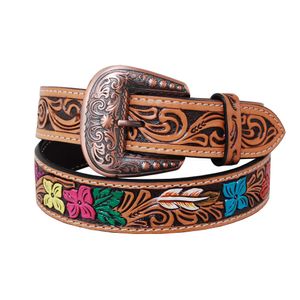 Rafter T Hand Painted & Floral Tooled Belt