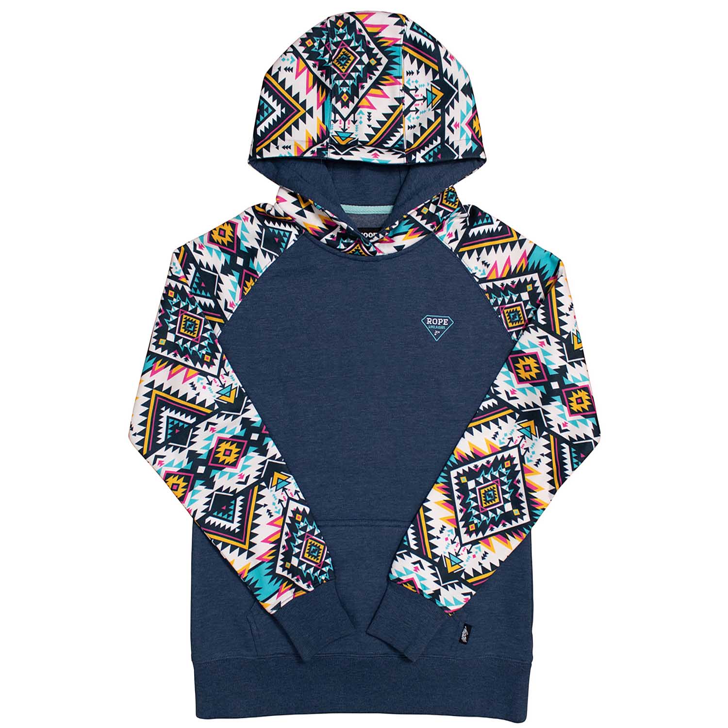 LADIES NAVY AZTEC SHERPA HOODIE – J.R.'s Hobby Horse