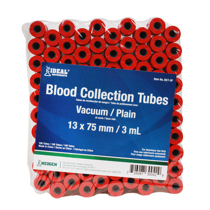 Ideal Blood Collection Vacuum Tubes, 100 ct/Red Jeffers