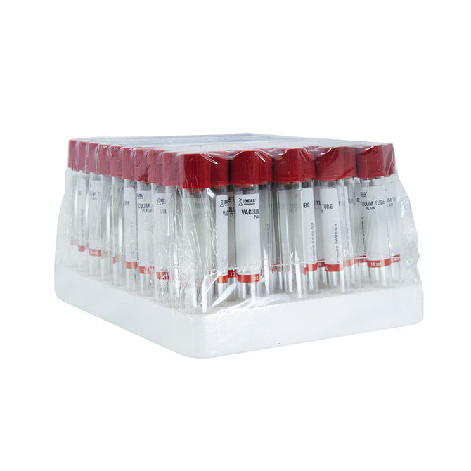 Ideal Blood Collection Vacuum Tubes, 100 ct/Red Jeffers