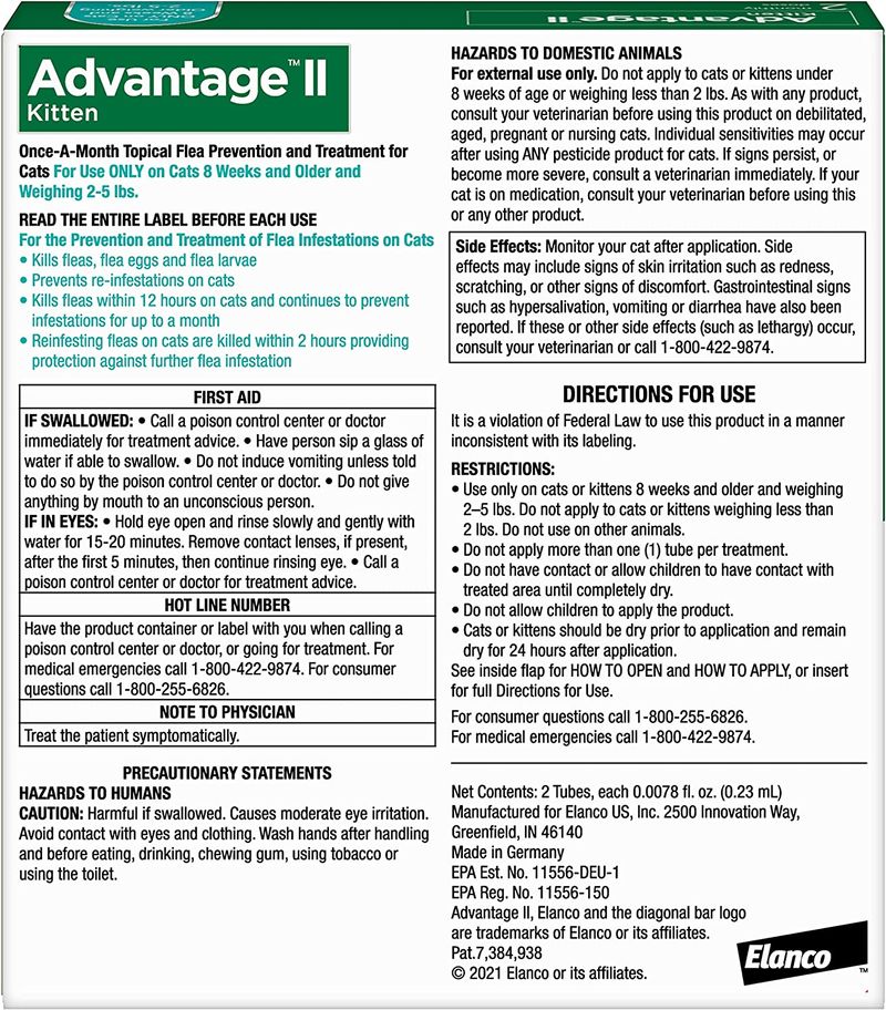 Advantage ii clearance side effects cats