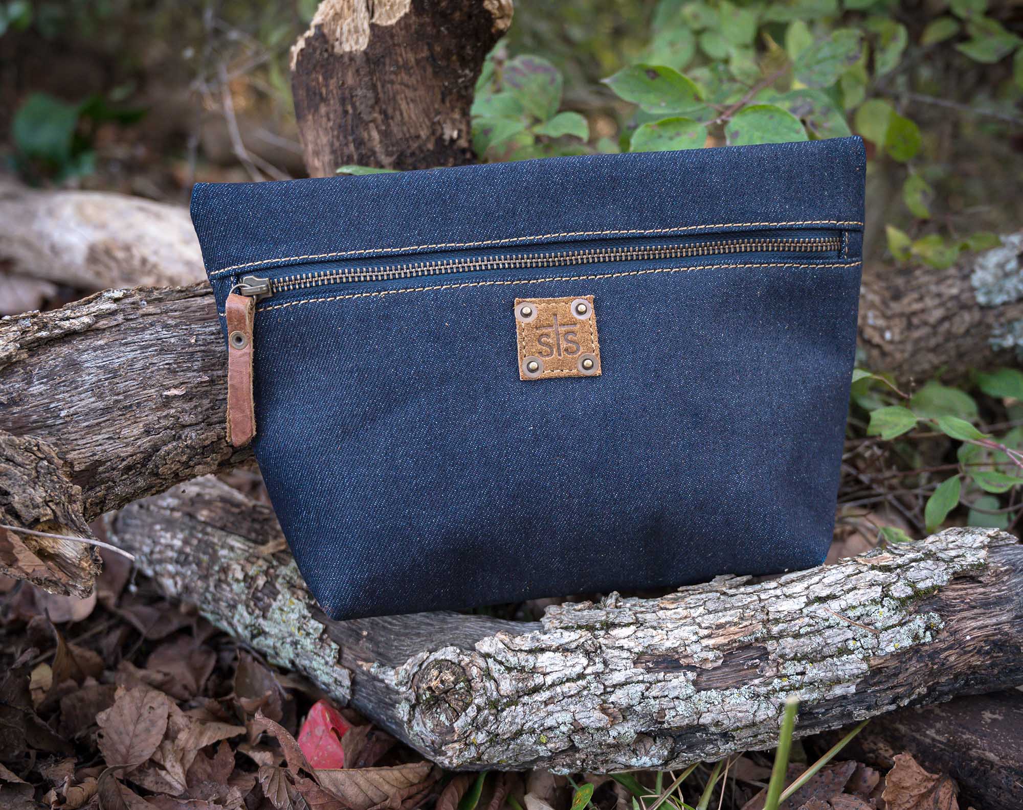 Blue Bayou Denim Cosmetic Bag by STS Jeffers