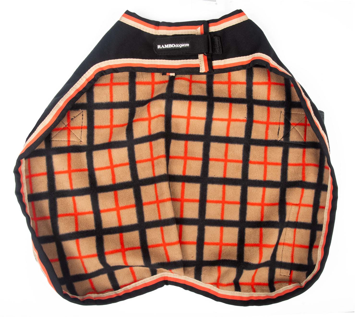 Rambo Waterproof Fleece Dog Coat, Black/Tan Jeffers