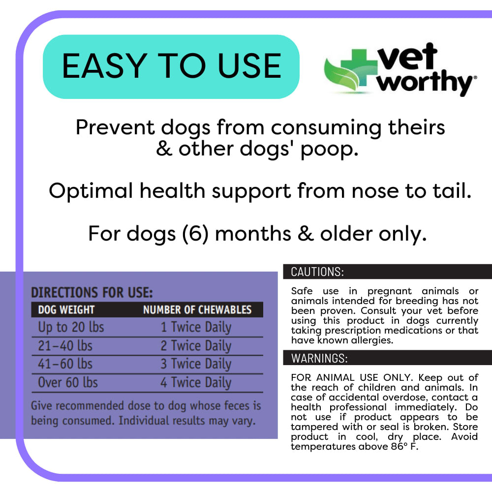 Vet Worthy Stop Stool Ingestion Chewables for Dogs, Liver Jeffers