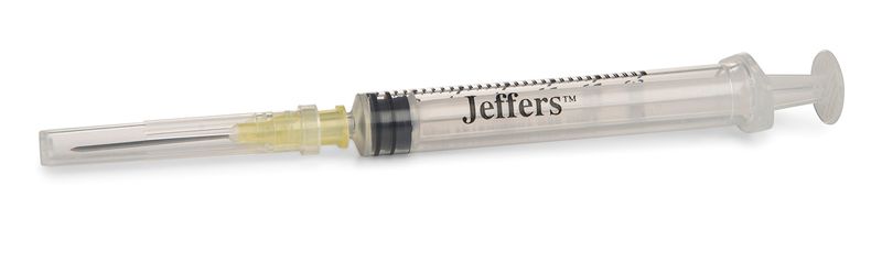Jeffers Luer Lock Veterinary Syringe/Needle for Injection Combo