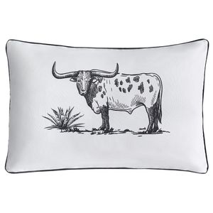 Ranch Life Indoor/Outdoor Pillow, Steer