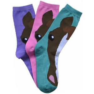 Horse Face Crew Socks, Ladies, 3pk