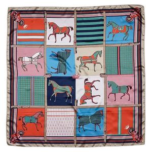 Horse in Blankets Silky Scarf, 36" x 36"