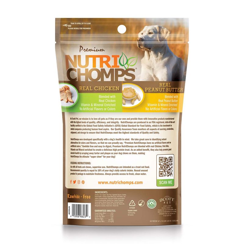 NutriChomps 4ct 6” Peanut Butter Flavor Braid