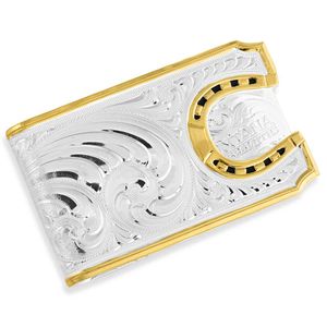 Two-Tone Carved Horseshoe Money Clip