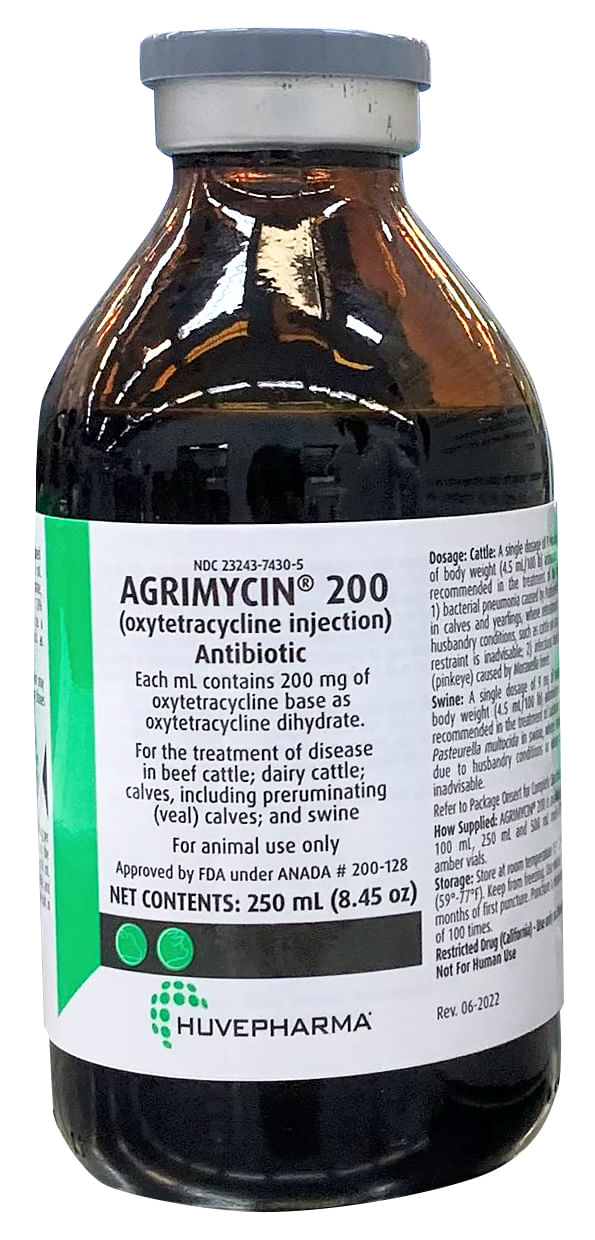 Agrimycin 200, 250 mL Antibiotic for Cattle, Swine - Jeffers