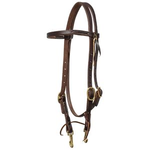 Poplar Head Saddlery Oiled Harness Leather Browband Headstall with Easy-Change Snap Ends