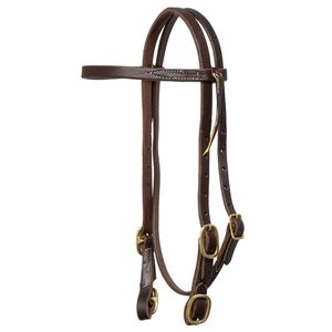 Poplar Head Saddlery Oiled Harness Leather Browband Headstall with Easy-Change Buckle Ends