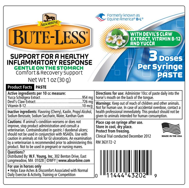 Absorbine Bute-Less Paste for Horses, 3-doses