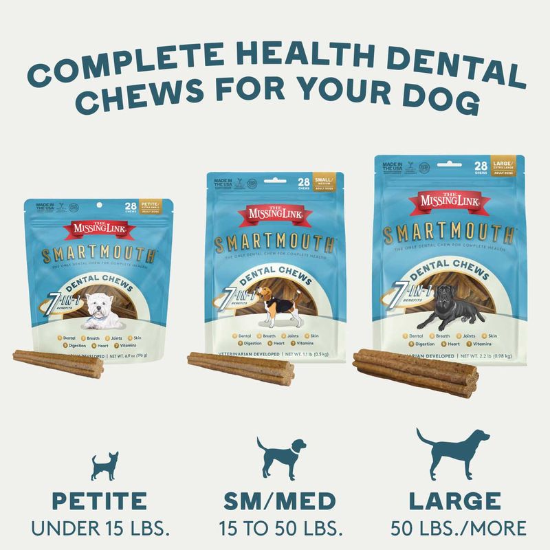 Smartmouth 7-in-1 Dental Chews for Dogs, P/XS, 28 ct